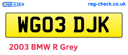 WG03DJK are the vehicle registration plates.