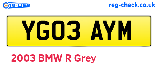 YG03AYM are the vehicle registration plates.