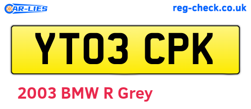 YT03CPK are the vehicle registration plates.