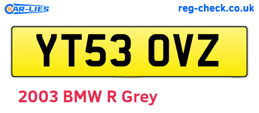 YT53OVZ are the vehicle registration plates.