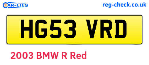 HG53VRD are the vehicle registration plates.