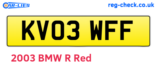 KV03WFF are the vehicle registration plates.