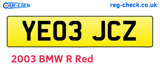 YE03JCZ are the vehicle registration plates.