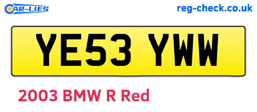 YE53YWW are the vehicle registration plates.