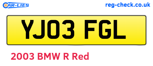 YJ03FGL are the vehicle registration plates.