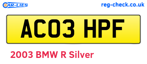 AC03HPF are the vehicle registration plates.
