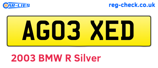 AG03XED are the vehicle registration plates.
