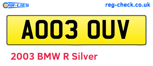 AO03OUV are the vehicle registration plates.