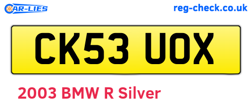 CK53UOX are the vehicle registration plates.