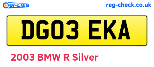DG03EKA are the vehicle registration plates.