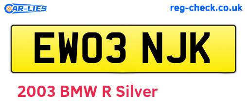 EW03NJK are the vehicle registration plates.