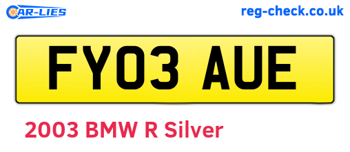 FY03AUE are the vehicle registration plates.