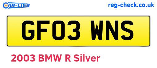 GF03WNS are the vehicle registration plates.