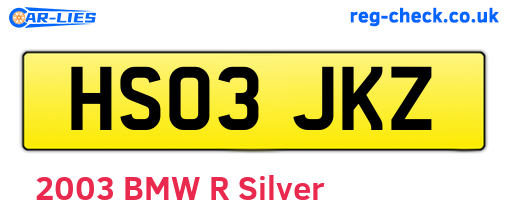 HS03JKZ are the vehicle registration plates.