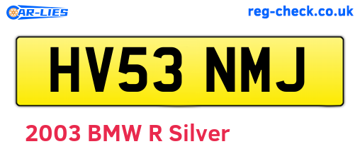 HV53NMJ are the vehicle registration plates.