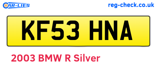 KF53HNA are the vehicle registration plates.