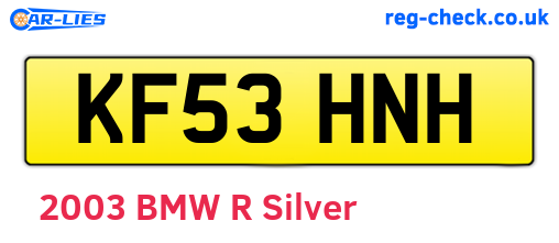 KF53HNH are the vehicle registration plates.