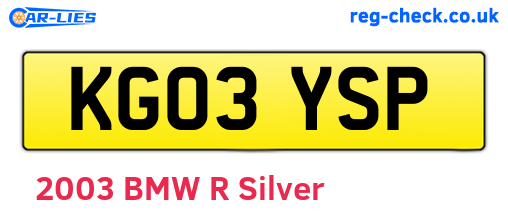 KG03YSP are the vehicle registration plates.