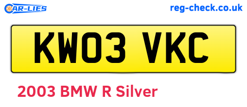 KW03VKC are the vehicle registration plates.