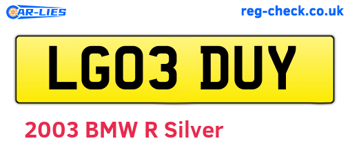 LG03DUY are the vehicle registration plates.