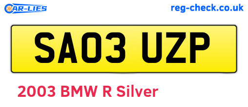 SA03UZP are the vehicle registration plates.