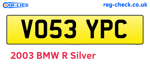VO53YPC are the vehicle registration plates.