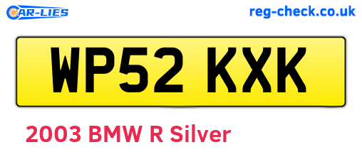 WP52KXK are the vehicle registration plates.