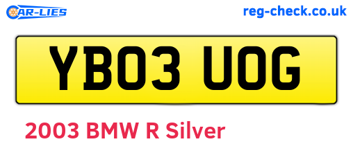 YB03UOG are the vehicle registration plates.