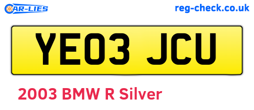 YE03JCU are the vehicle registration plates.