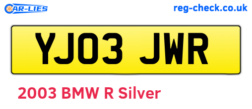 YJ03JWR are the vehicle registration plates.
