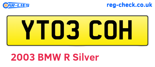 YT03COH are the vehicle registration plates.