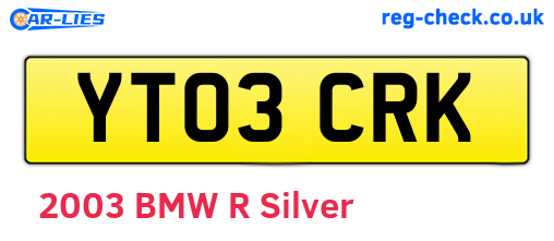YT03CRK are the vehicle registration plates.