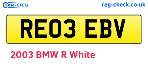 RE03EBV are the vehicle registration plates.