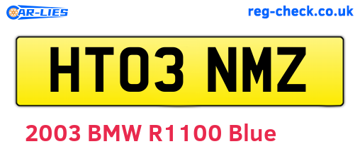 HT03NMZ are the vehicle registration plates.