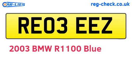 RE03EEZ are the vehicle registration plates.