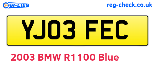 YJ03FEC are the vehicle registration plates.