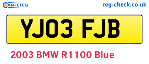 YJ03FJB are the vehicle registration plates.