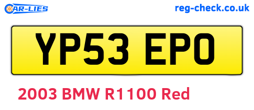 YP53EPO are the vehicle registration plates.