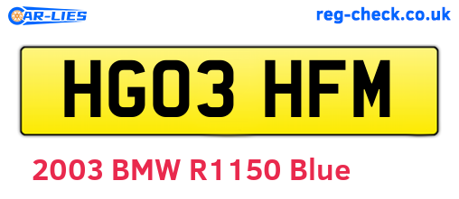 HG03HFM are the vehicle registration plates.