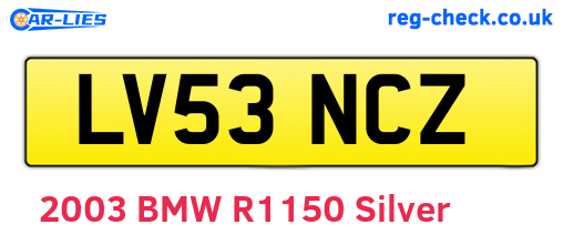 LV53NCZ are the vehicle registration plates.