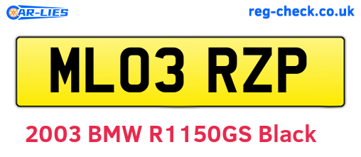 ML03RZP are the vehicle registration plates.