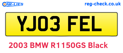YJ03FEL are the vehicle registration plates.
