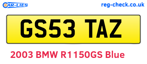 GS53TAZ are the vehicle registration plates.