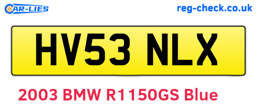 HV53NLX are the vehicle registration plates.