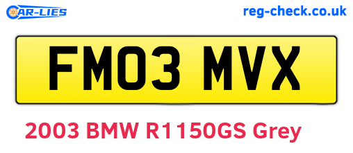 FM03MVX are the vehicle registration plates.