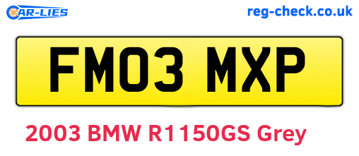 FM03MXP are the vehicle registration plates.