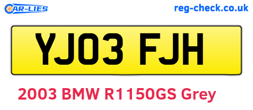 YJ03FJH are the vehicle registration plates.