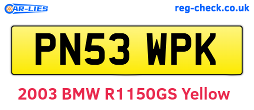 PN53WPK are the vehicle registration plates.