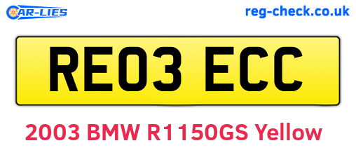 RE03ECC are the vehicle registration plates.