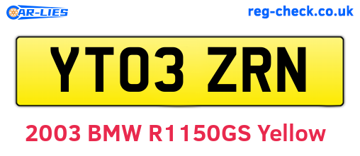 YT03ZRN are the vehicle registration plates.